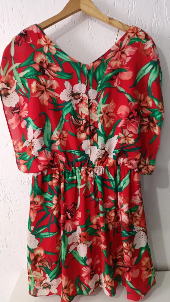 Vestido floral vermelho G Hering