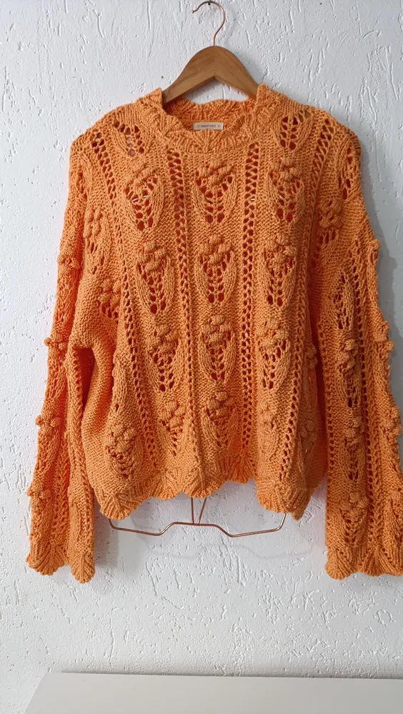 Suéter tricot bolinhas laranja Tam M Marfinno