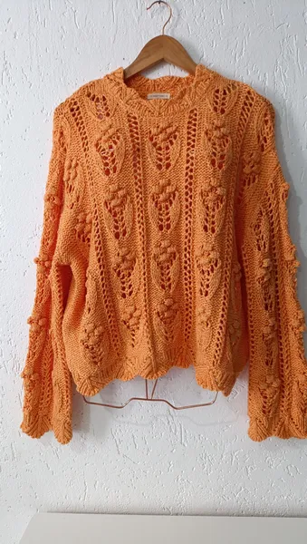 Suéter tricot bolinhas laranja Tam M Marfinno