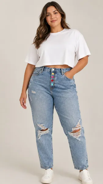 Calça jeans cintura alta tam 42 botões coloridos  Blue Steel
