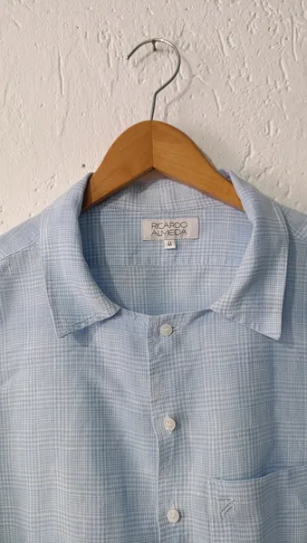 Camisa linho manga longa azul 41 Ricardo Almeida