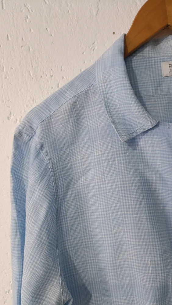 Camisa linho manga longa azul 41 Ricardo Almeida