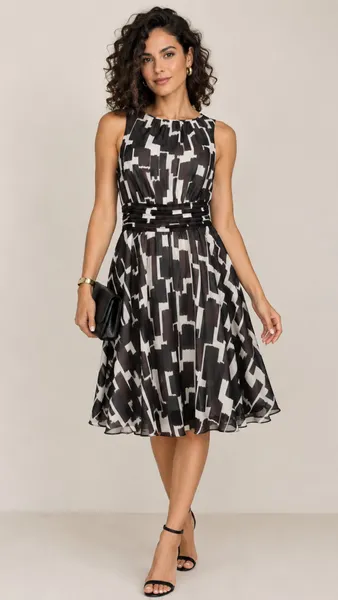 Vestido estampa geométrica 4P Ann Taylor Petites