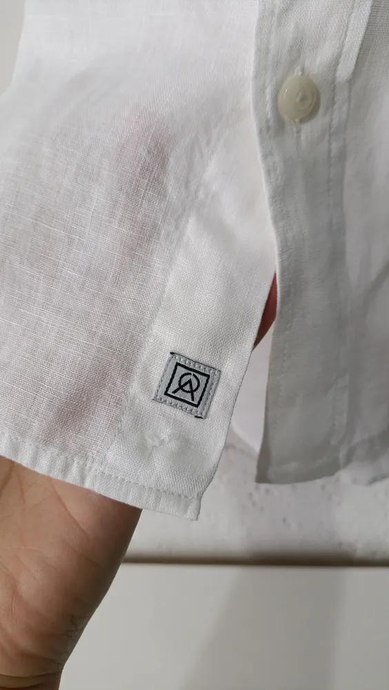 Camisa masculina linho branca P Oriba