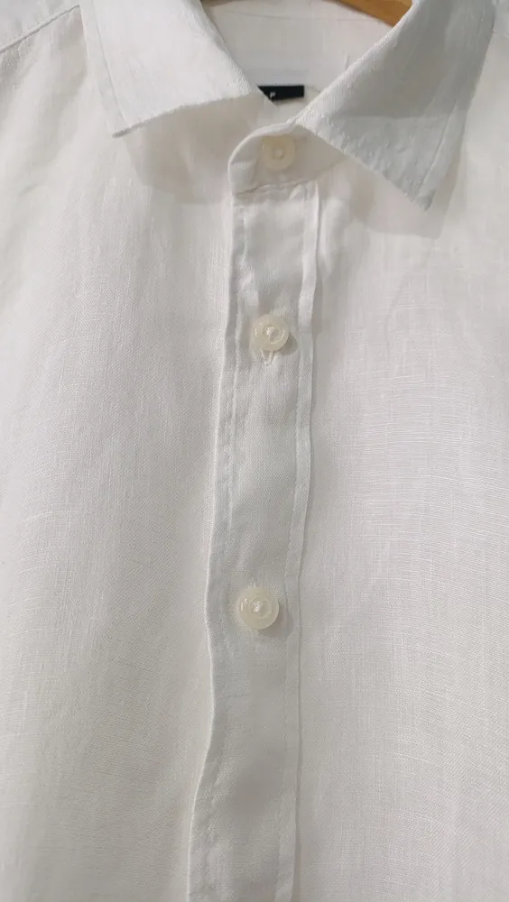 Camisa masculina linho branca P Oriba