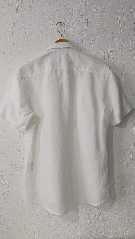 Camisa masculina linho branca P Oriba