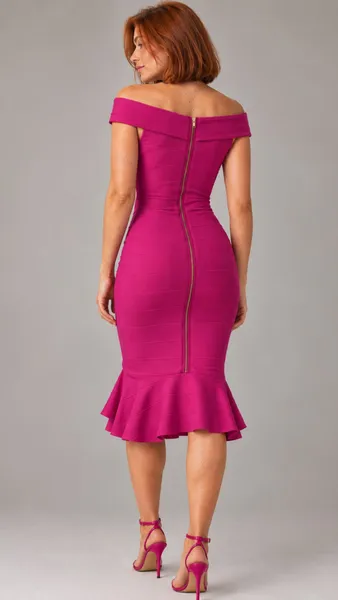 Vestido midi bandagem fucsia pink P Thais Rodrigues