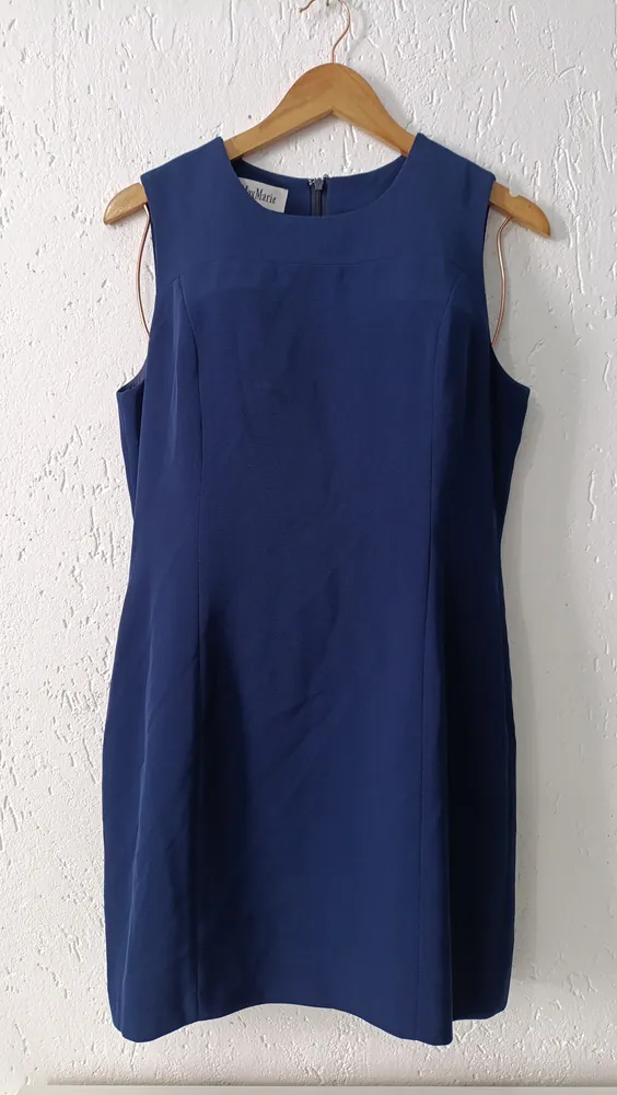 Vestido alfaiataria vintage CGC azul Tam 44 Max Marie