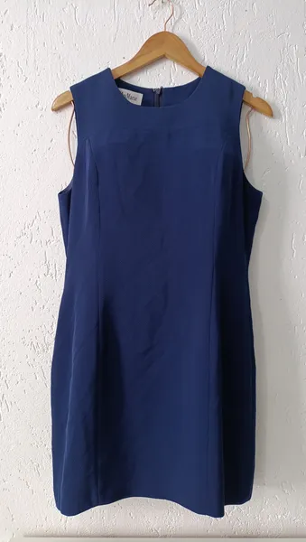 Vestido alfaiataria vintage CGC azul Tam 44 Max Marie