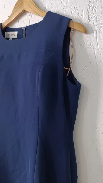 Vestido alfaiataria vintage CGC azul Tam 44 Max Marie