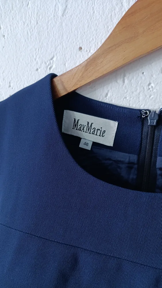 Vestido alfaiataria vintage CGC azul Tam 44 Max Marie