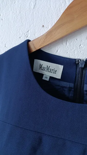 Vestido alfaiataria vintage CGC azul Tam 44 Max Marie