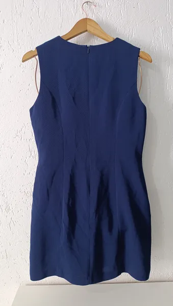 Vestido alfaiataria vintage CGC azul Tam 44 Max Marie