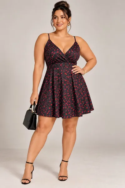 Vestido preto poá corações G
