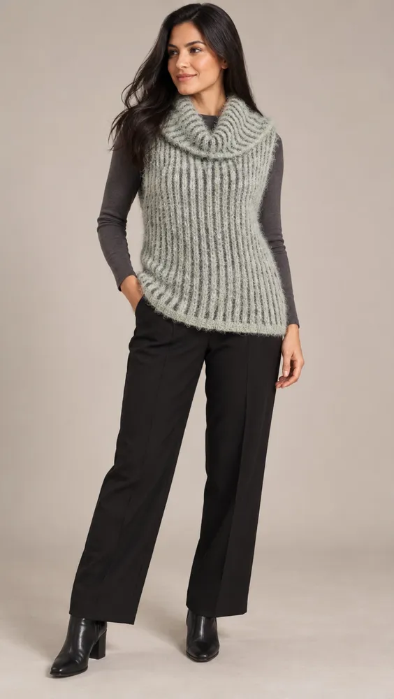 Colete tricot felpudo gola bobaTam M Modelan