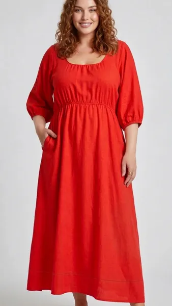 Vestido longo laranja viscolinho G Talita Kume