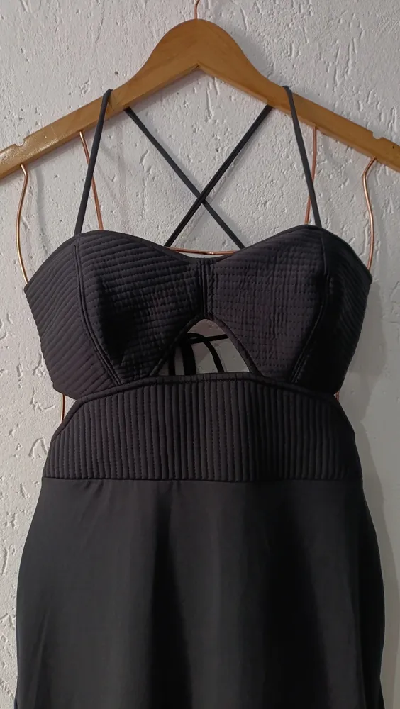 Vestido longo em Jersey Tam M preto Blue Steel