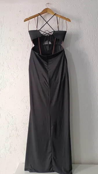 Vestido longo em Jersey Tam M preto Blue Steel