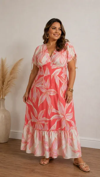 Vestido longo tropical Tam 44 Elegance