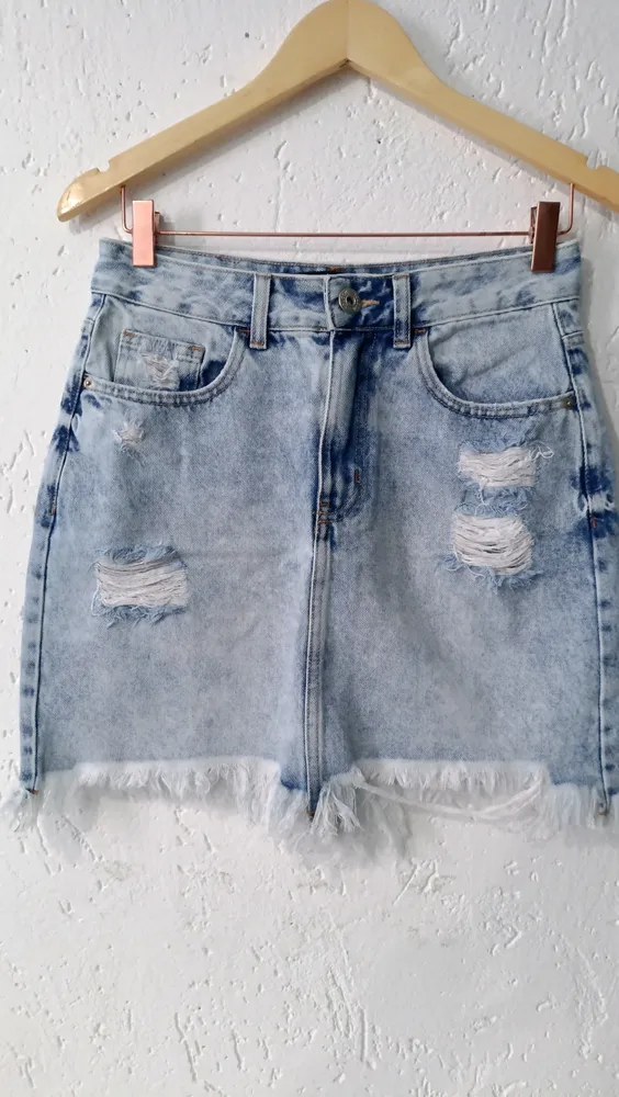 Saia jeans cintura alta Destroyer 38 You Com