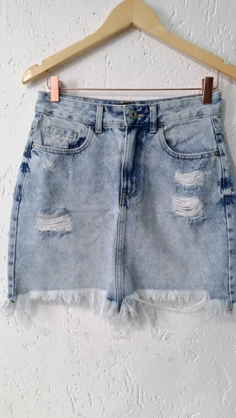 Saia jeans cintura alta Destroyer 38 You Com