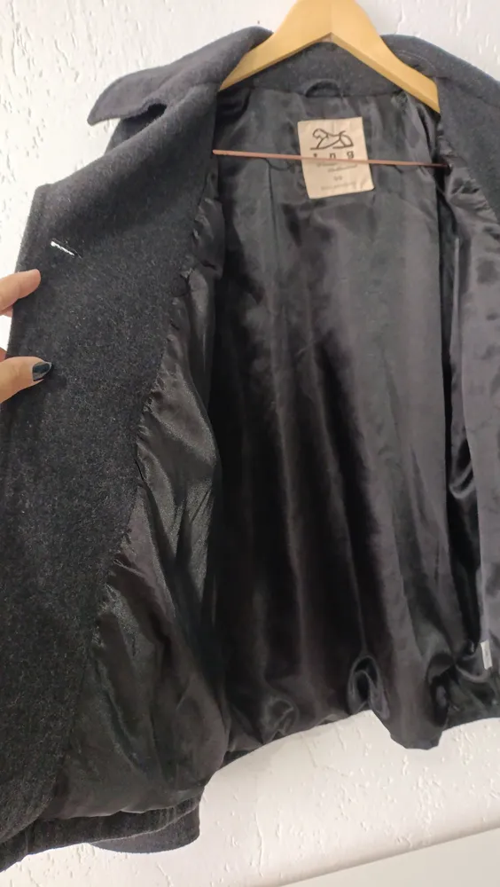 Casaco lã pea coat chumbo masculino GG TNG
