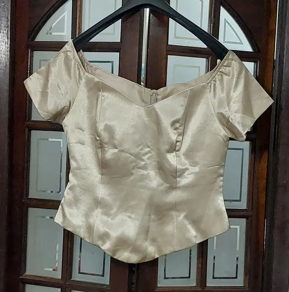 blusa vintage cetim perolado