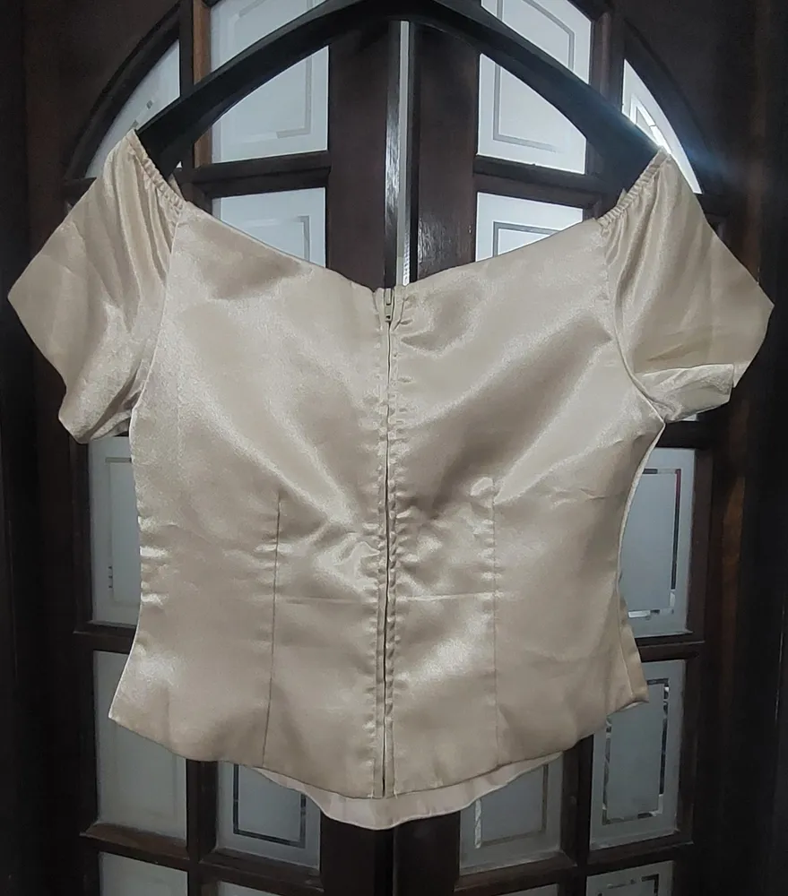 blusa vintage cetim perolado
