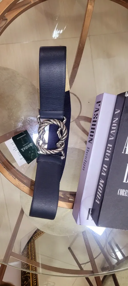 Cinto azul couro legítimo