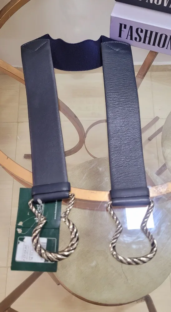 Cinto azul couro legítimo