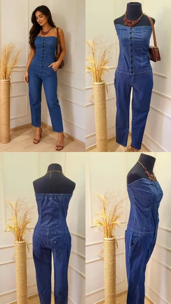 Macacão Jeans com Lycra