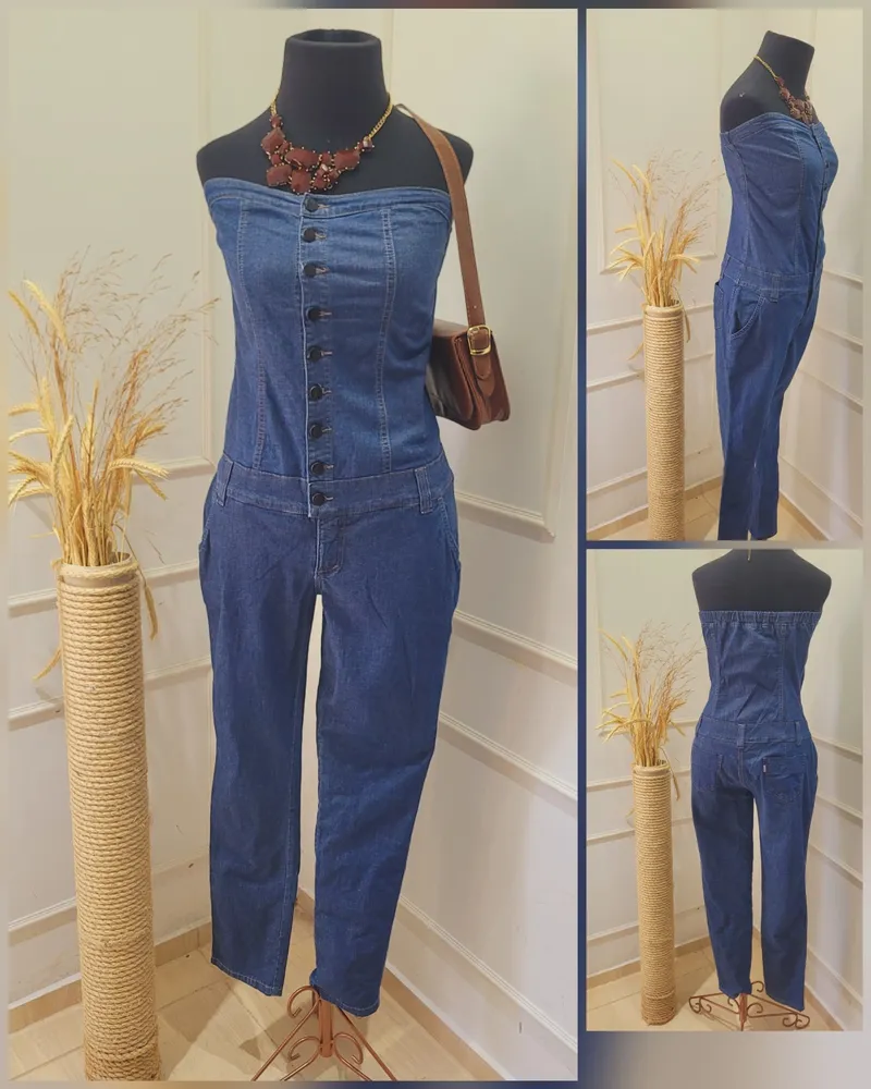 Macacão Jeans com Lycra
