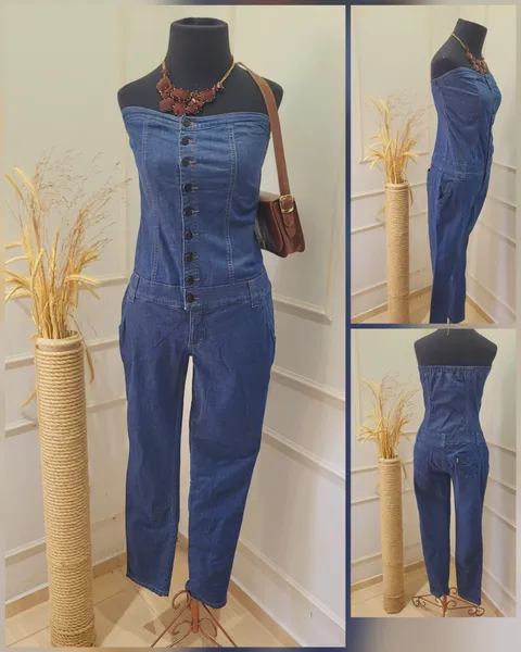 Macacão Jeans com Lycra