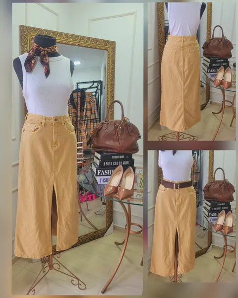 Saia Jeans Caramelo