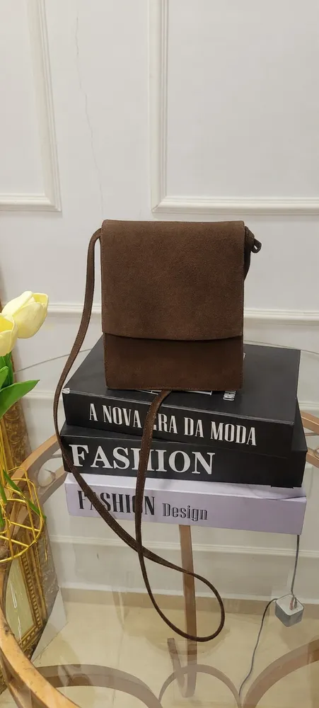 Bolsa vintage couro camurçado