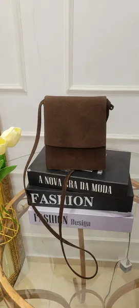 Bolsa vintage couro camurçado