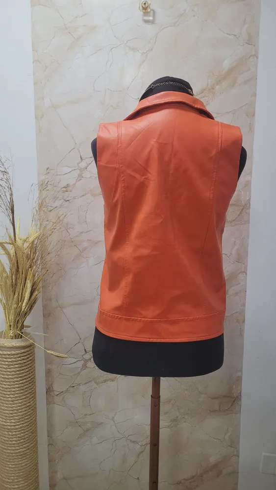 Colete em couro Eco laranja