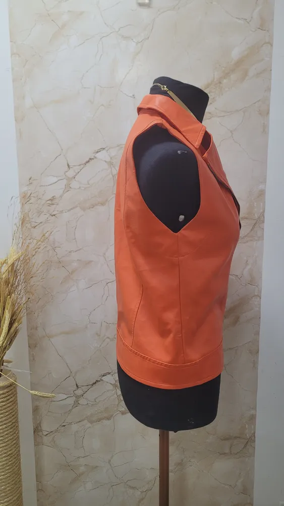 Colete em couro Eco laranja
