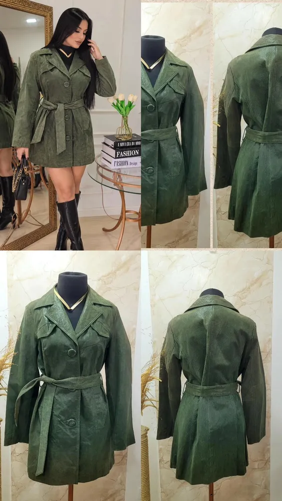 Casaco  Vintage couro Legítimo verde