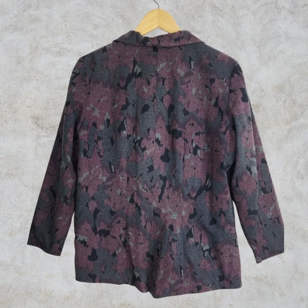 blazer vintage brechó anos 90 estampado cinza roxo