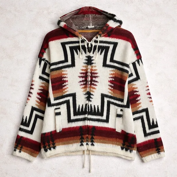 casaco estampado étnico oversized unissex estilo 90s tam g