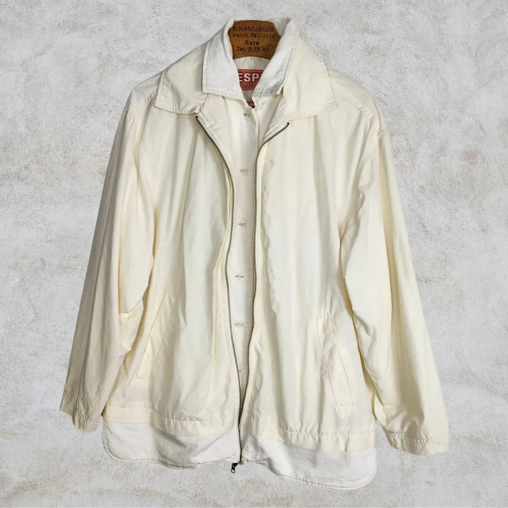 Jaqueta masculina brechó Esprit vintage anos 80 off white algodã
