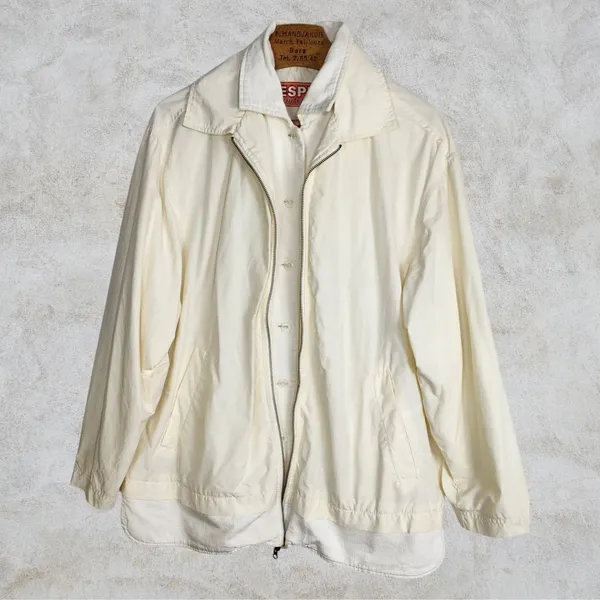 Jaqueta masculina brechó Esprit vintage anos 80 off white algodã