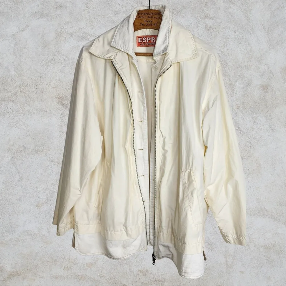 Jaqueta masculina brechó Esprit vintage anos 80 off white algodã