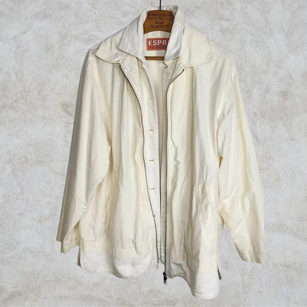 Jaqueta masculina brechó Esprit vintage anos 80 off white algodã