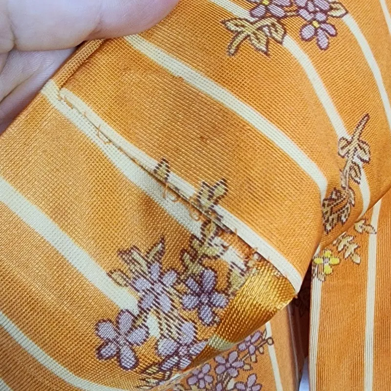 camisa brechó vintage anos 70 laranja estampada floral poliéster