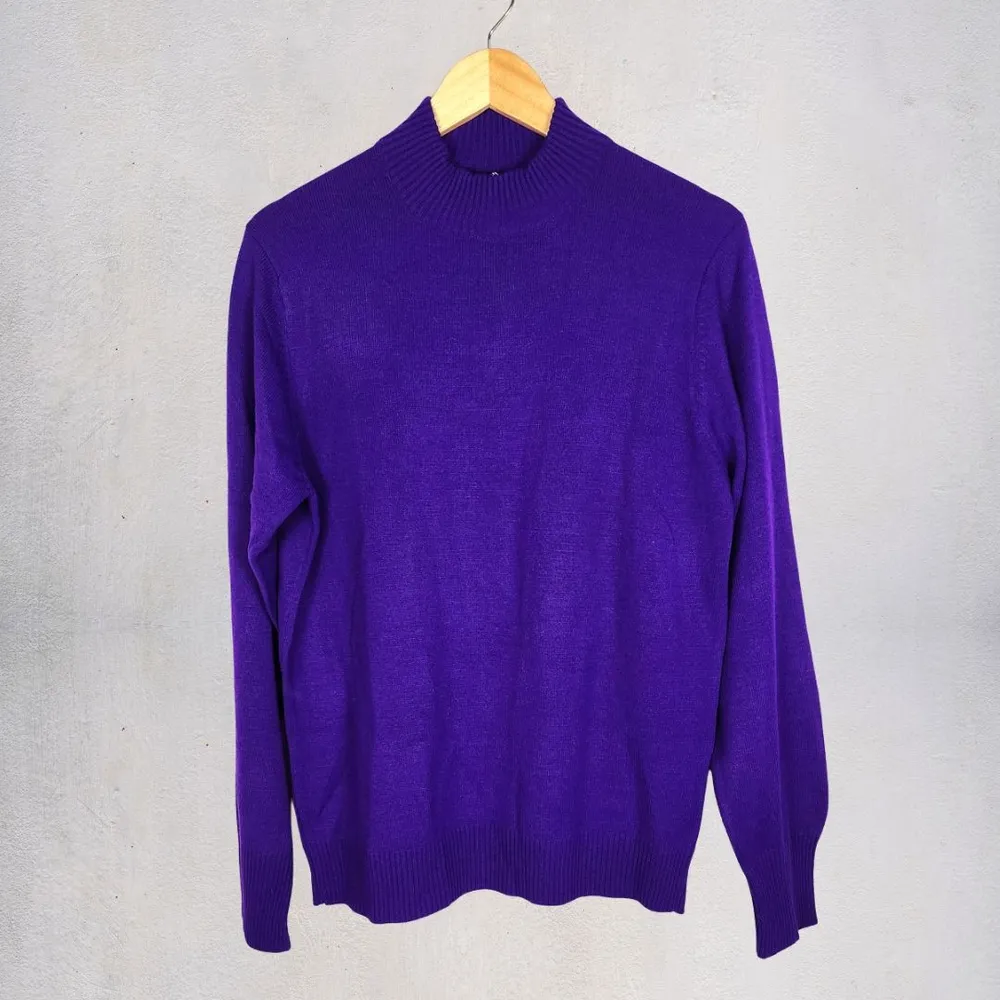blusa tricot violeta brechó vintage 70s mappin unissex