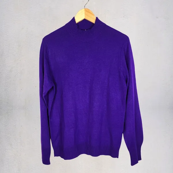 blusa tricot violeta brechó vintage 70s mappin unissex