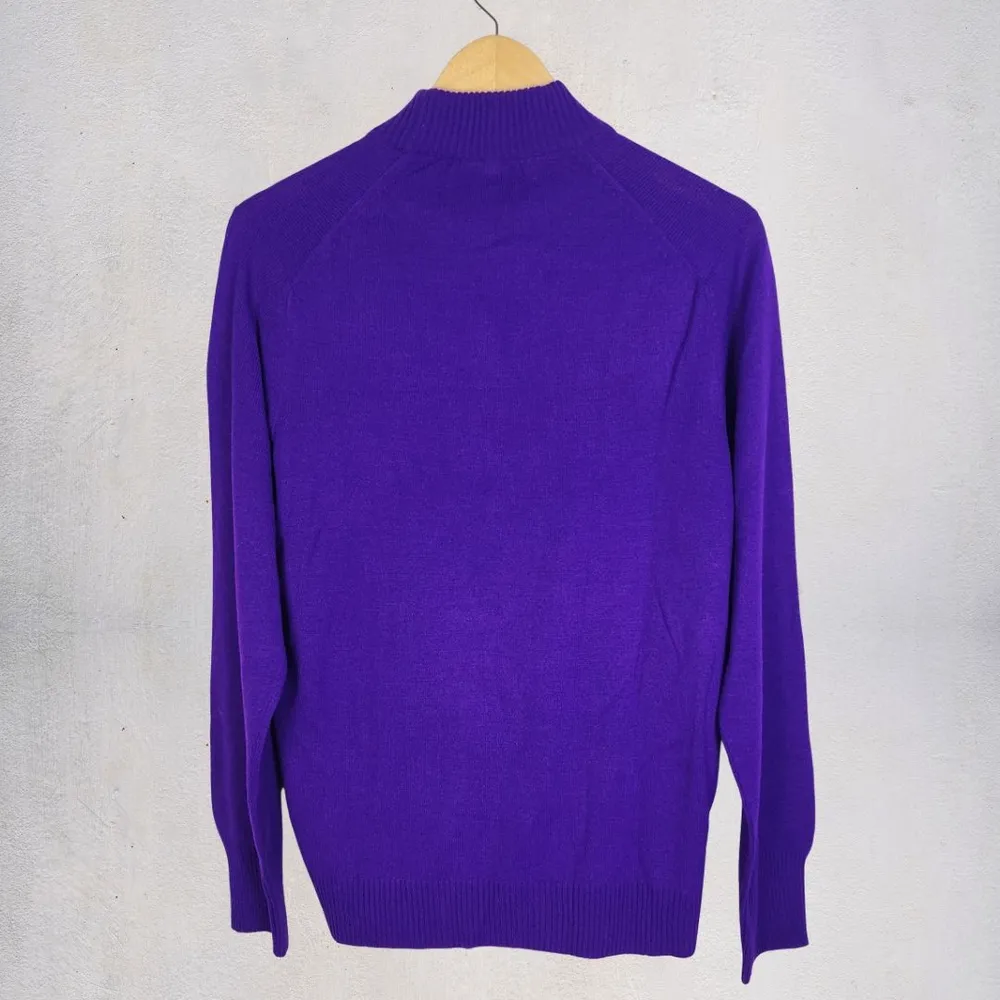 blusa tricot violeta brechó vintage 70s mappin unissex