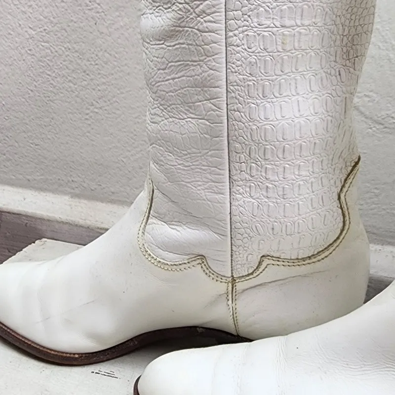 Bota Brechó Western Branca Couro Legítimo